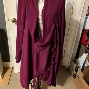 Roz & Ali Rich Purple Fringe Sweater